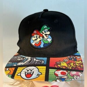 Black Super Mario Bros SnapBack Hat Unisex One Size